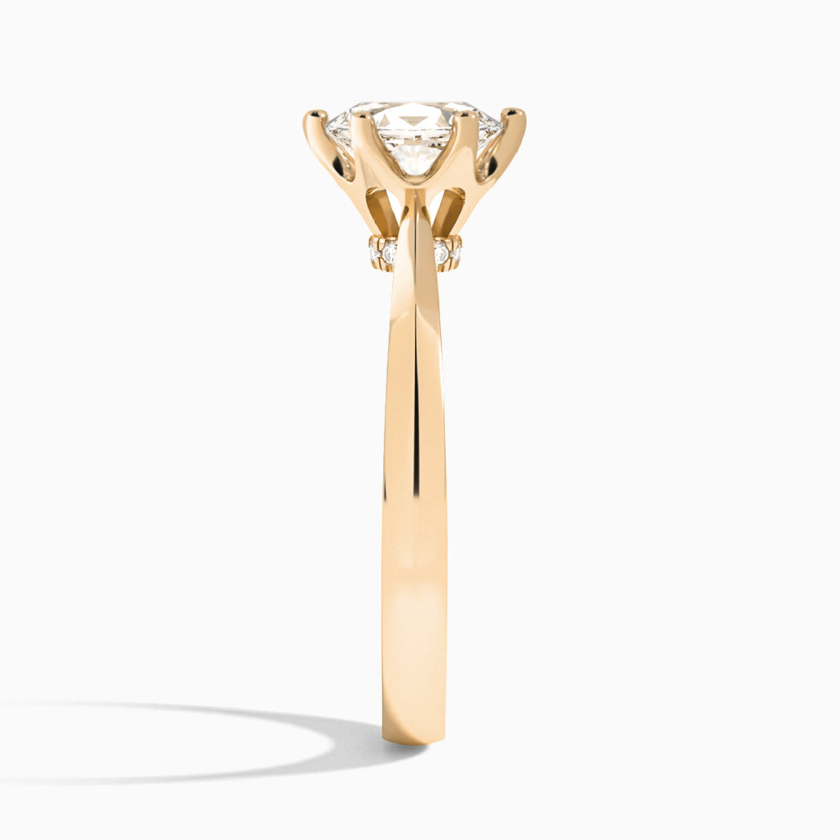 Oval Mystique Halo Six-Prong Lab Diamond Engagement Ring In 14K Rose Gold, Side View