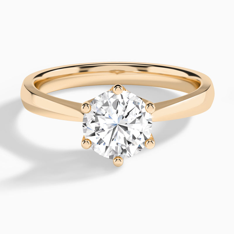 Round Mystique Halo Six-Prong Lab Diamond Engagement Ring In 14K Rose Gold - Lucenjuri