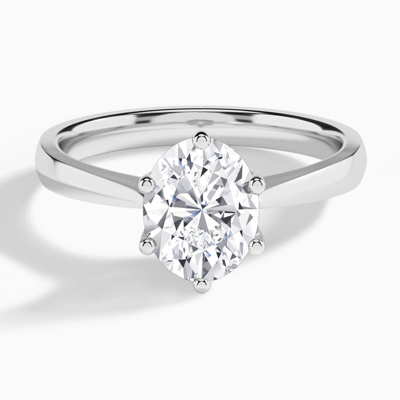 Oval Mystique Halo Six-Prong Lab Diamond Engagement Ring In 14K White Gold - Lucenjuri
