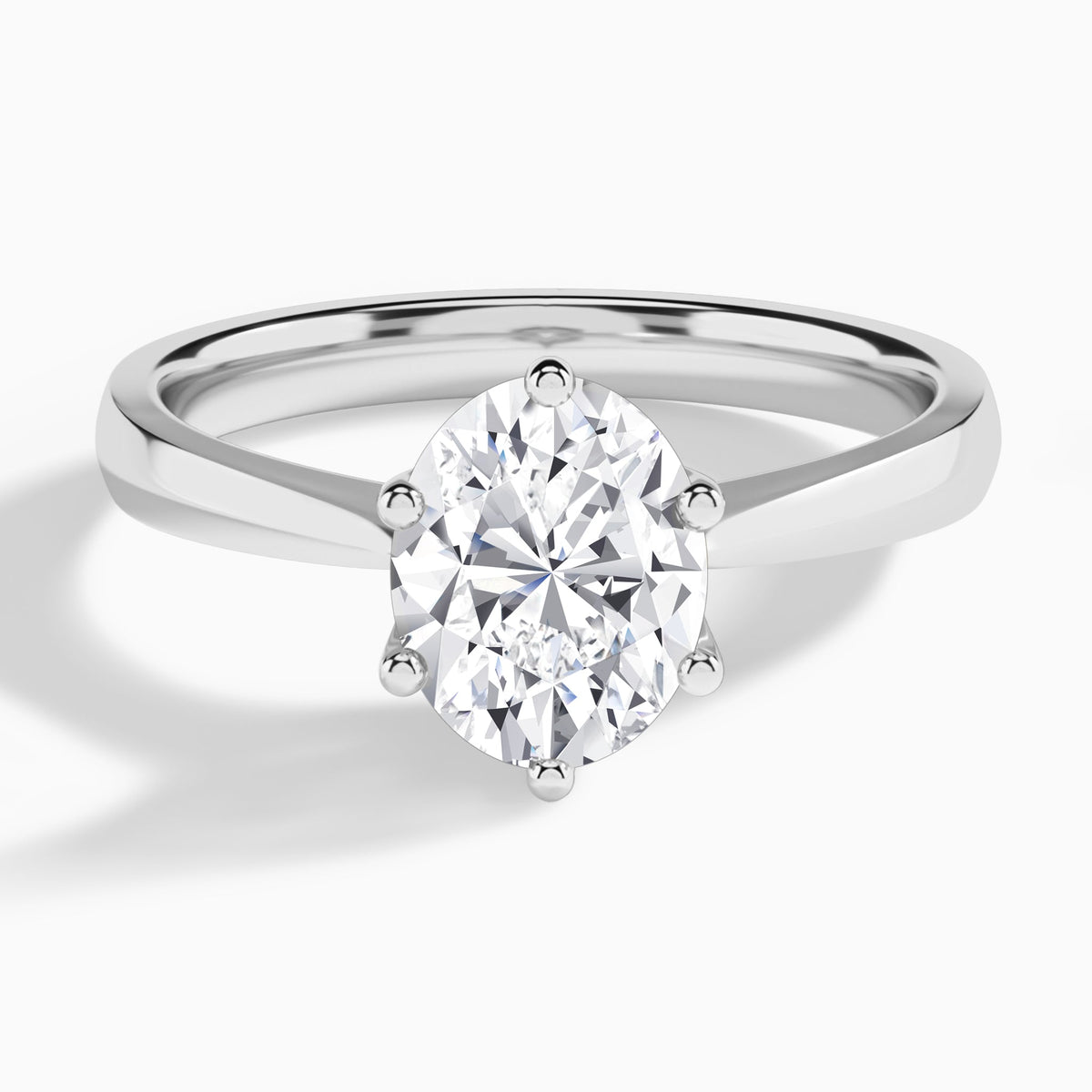 Oval Mystique Halo Six-Prong Lab Diamond Engagement Ring In 14K White Gold - Lucenjuri