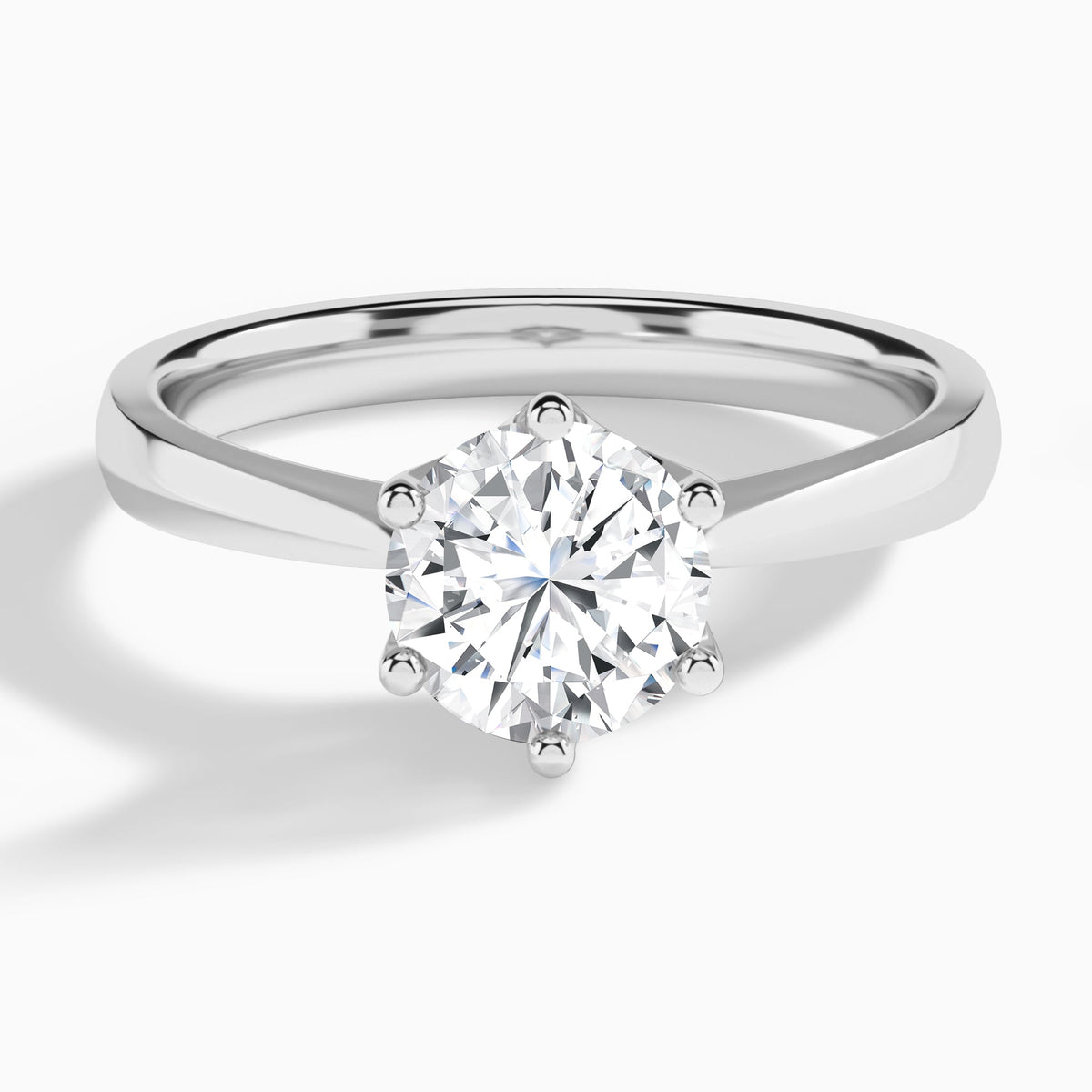 Round Mystique Halo Six-Prong Lab Diamond Engagement Ring In 14K White Gold - Lucenjuri