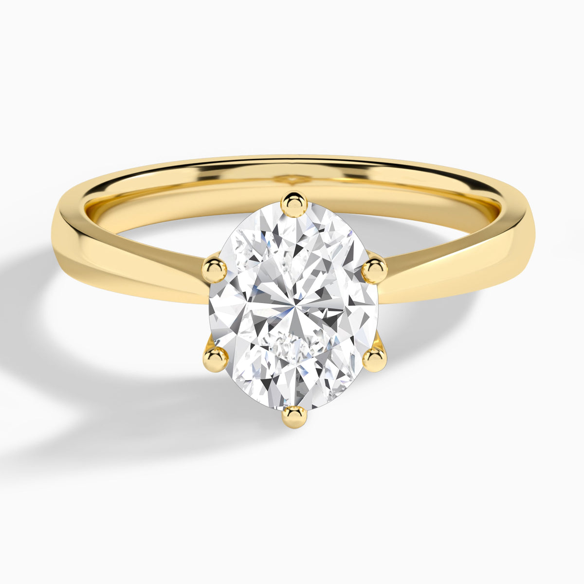 Oval Mystique Halo Six-Prong Lab Diamond Engagement Ring In 18K Yellow Gold - Lucenjuri