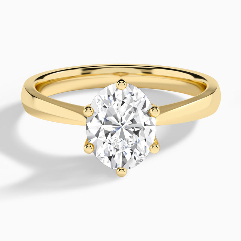 Oval Mystique Halo Six-Prong Lab Diamond Engagement Ring In 14K Yellow Gold - Lucenjuri
