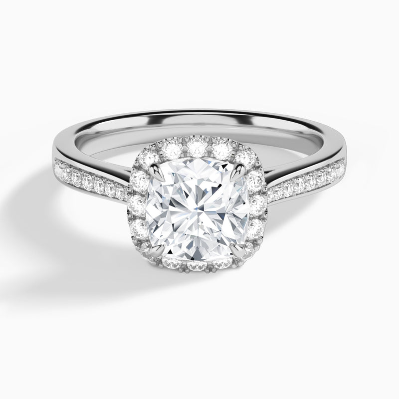 Cushion Luxe Halo Luna Lab Grown Diamond Engagement Ring In Platinum - Lucenjuri