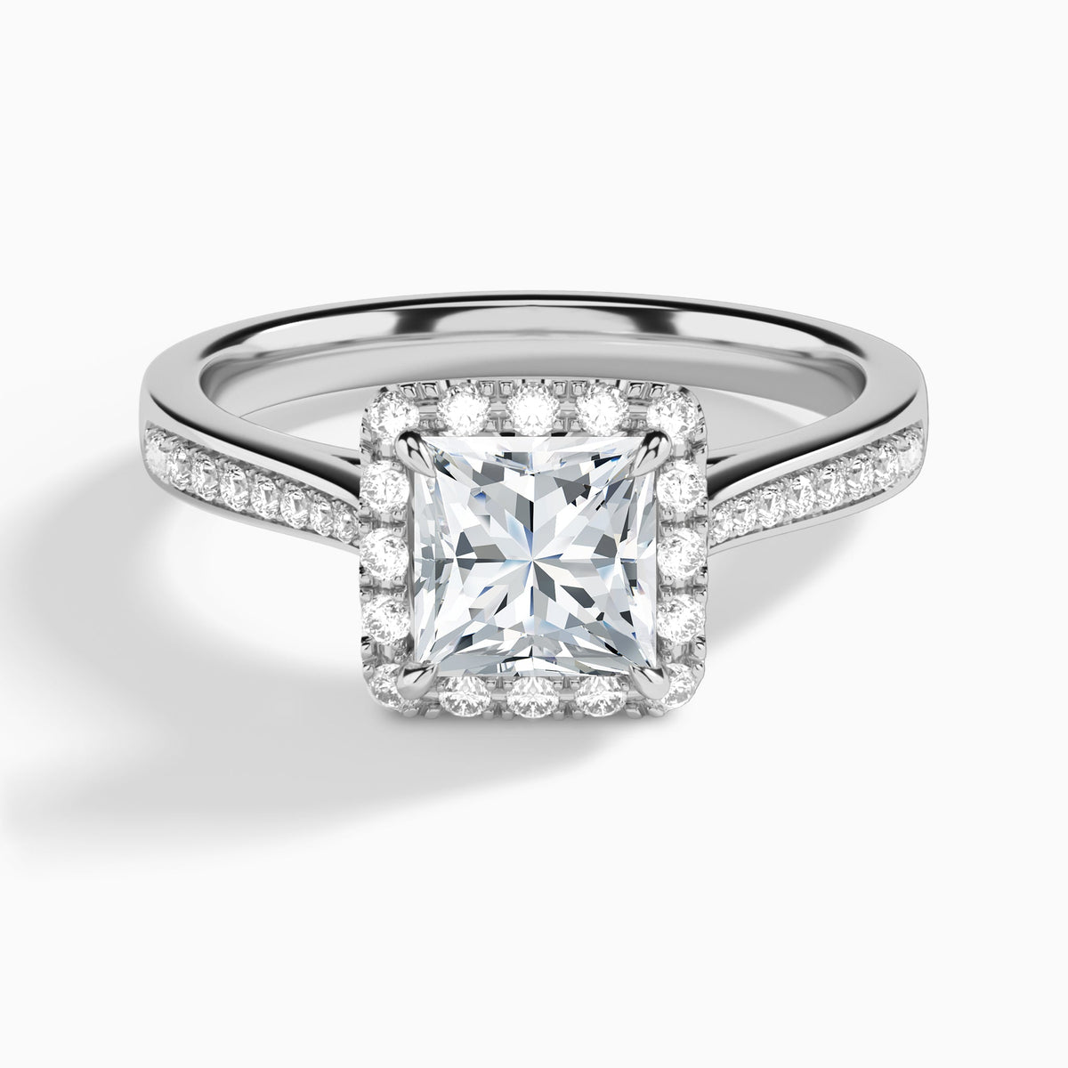 Princess Luxe Halo Luna Lab Grown Diamond Engagement Ring In Platinum - Lucenjuri