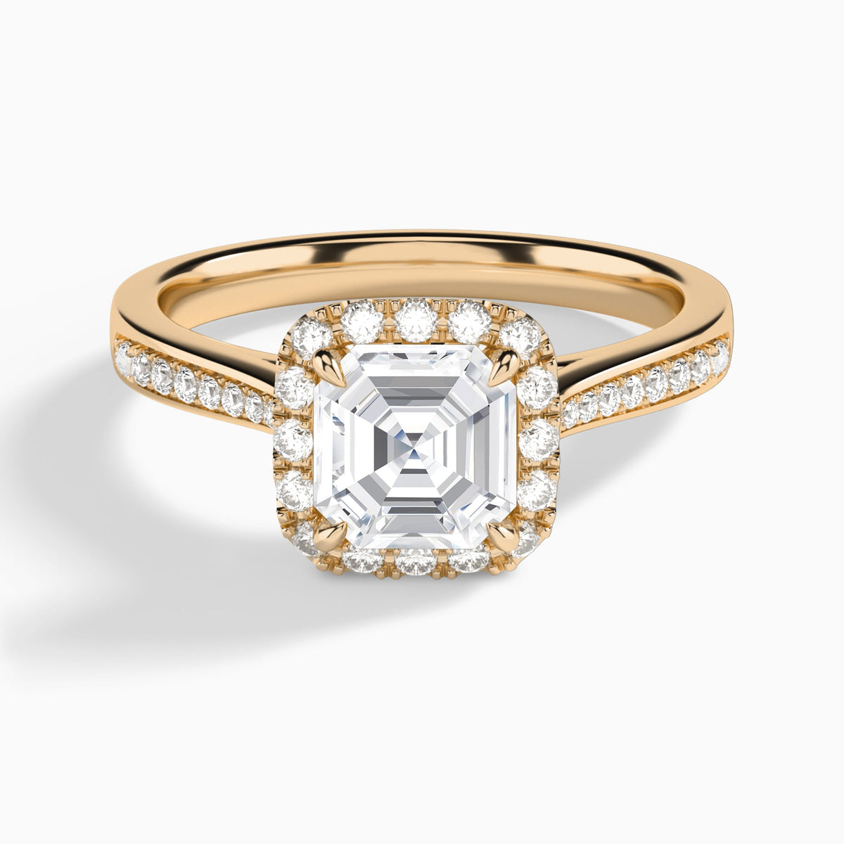 Asscher Luxe Halo Luna Lab Grown Diamond Engagement Ring In 14K Rose Gold - Lucenjuri