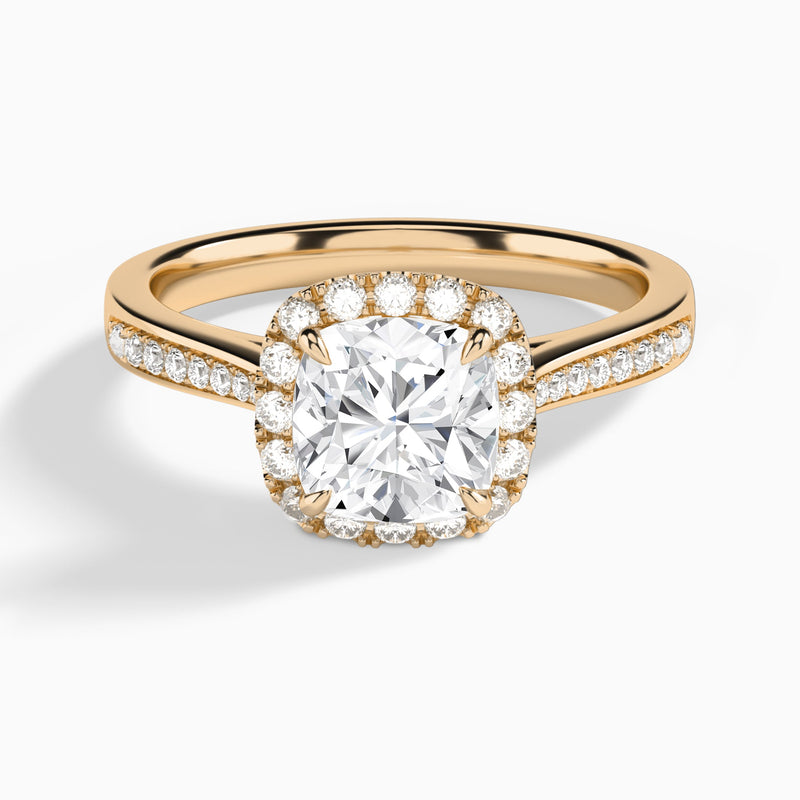 Cushion Luxe Halo Luna Lab Grown Diamond Engagement Ring In 14K Rose Gold - Lucenjuri