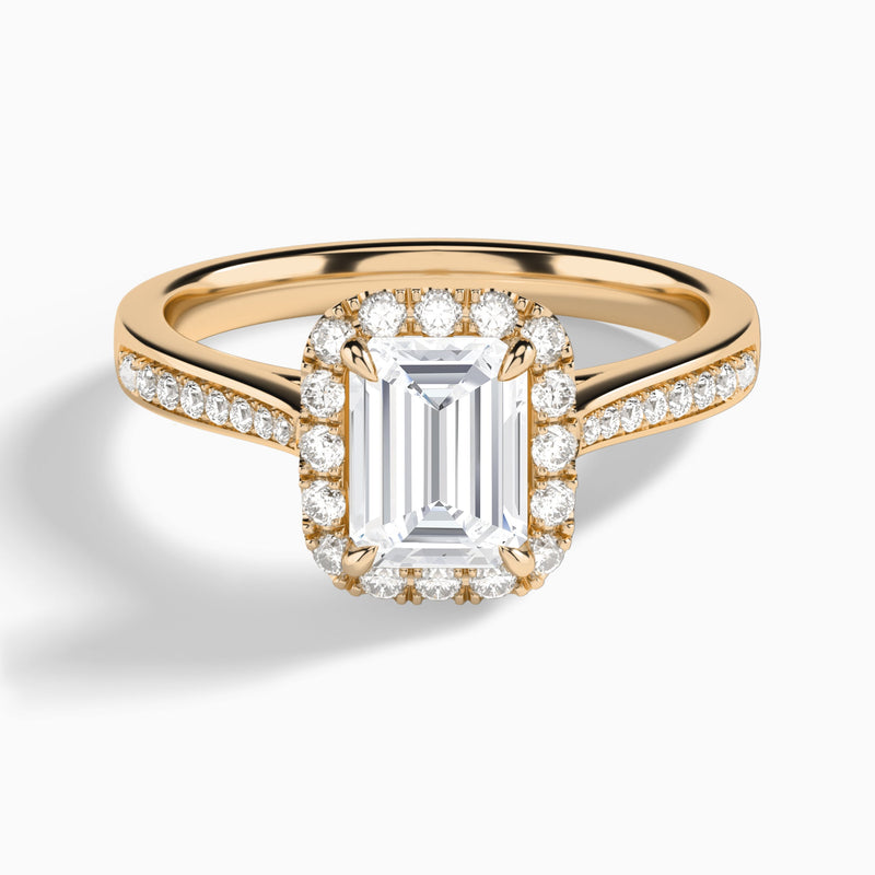 Emerald Luxe Halo Luna Lab Grown Diamond Engagement Ring In 14K Rose Gold - Lucenjuri