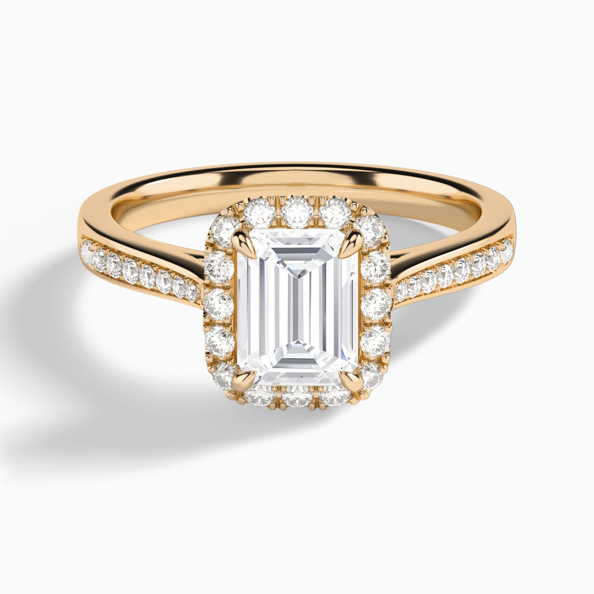Emerald Luxe Halo Luna Lab Grown Diamond Engagement Ring In 14K Rose Gold - Lucenjuri