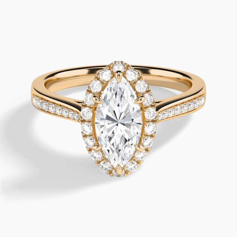 Marquise Luxe Halo Luna Lab Grown Diamond Engagement Ring In 14K Rose Gold - Lucenjuri