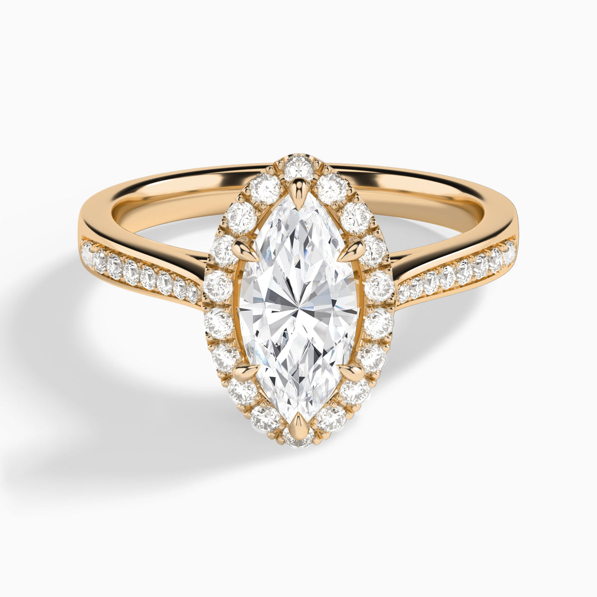 Marquise Luxe Halo Luna Lab Grown Diamond Engagement Ring In 14K Rose Gold - Lucenjuri