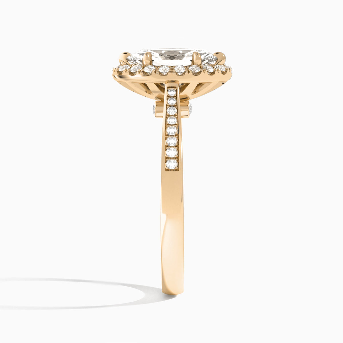 Marquise Luxe Halo Luna Lab Grown Diamond Engagement Ring In 14K Rose Gold, Side View