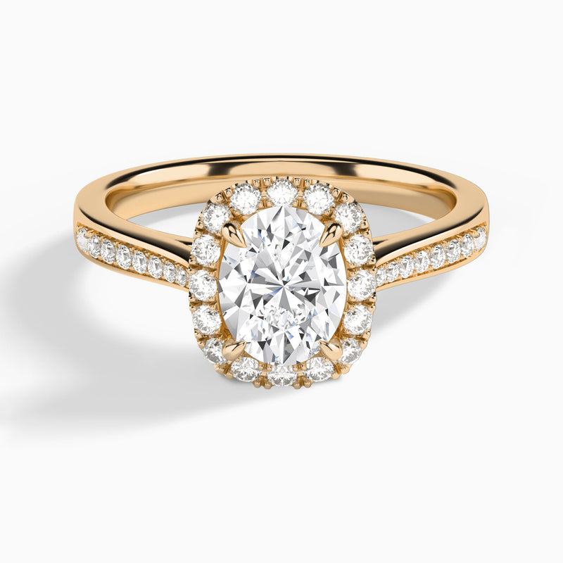 Oval Luxe Halo Luna Lab Grown Diamond Engagement Ring In 14K Rose Gold - Lucenjuri