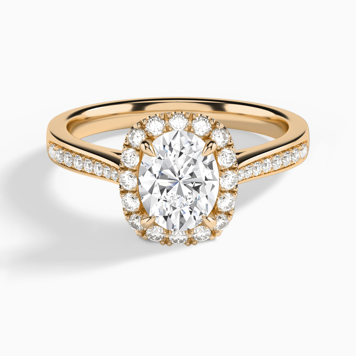 Oval Luxe Halo Luna Lab Grown Diamond Engagement Ring In 14K Rose Gold - Lucenjuri