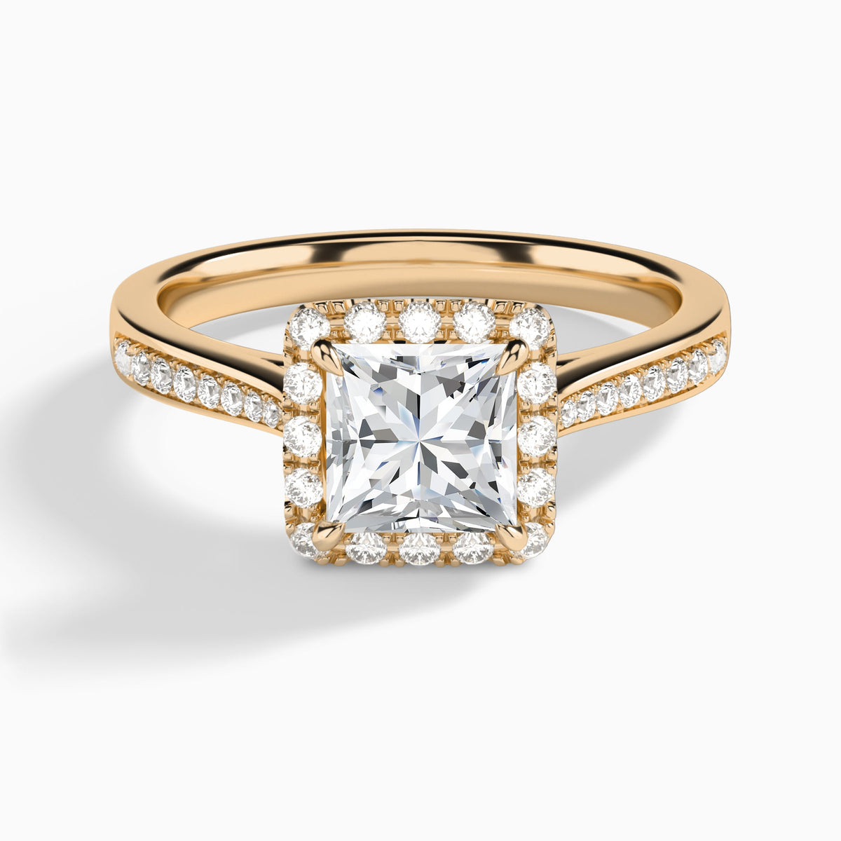 Princess Luxe Halo Luna Lab Grown Diamond Engagement Ring In 14K Rose Gold - Lucenjuri