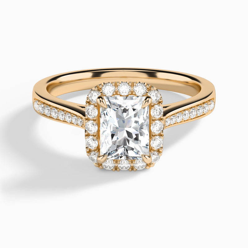 Radiant Luxe Halo Luna Lab Grown Diamond Engagement Ring In 14K Rose Gold - Lucenjuri