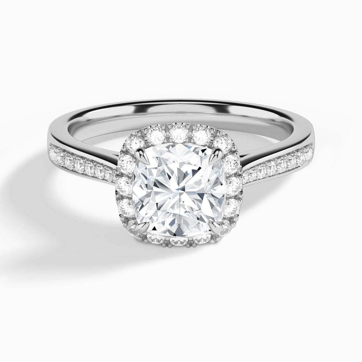 Cushion Luxe Halo Luna Lab Diamond Engagement Ring In 14K White Gold - Lucenjuri
