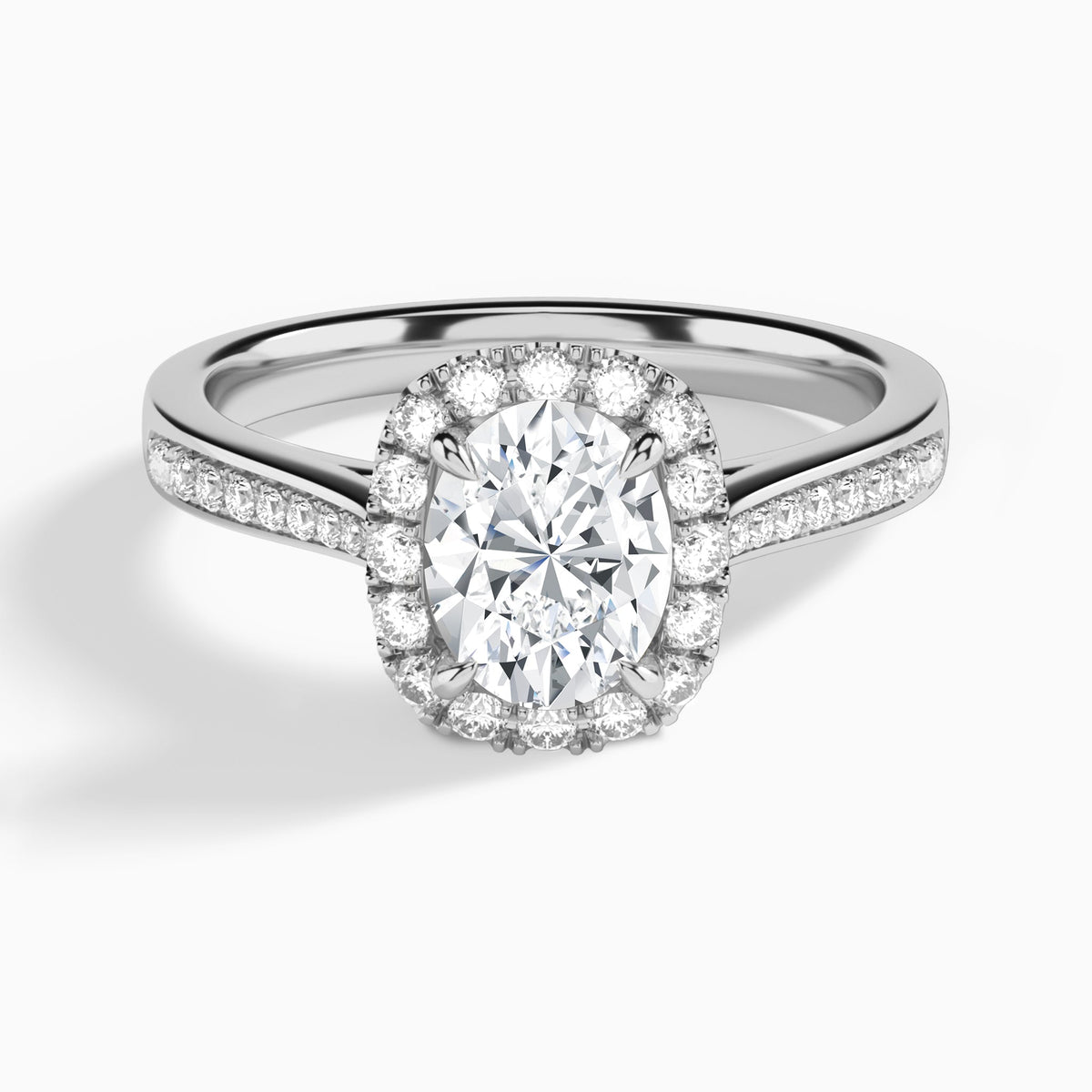 Oval Luxe Halo Luna Lab Diamond Engagement Ring In 14K White Gold - Lucenjuri