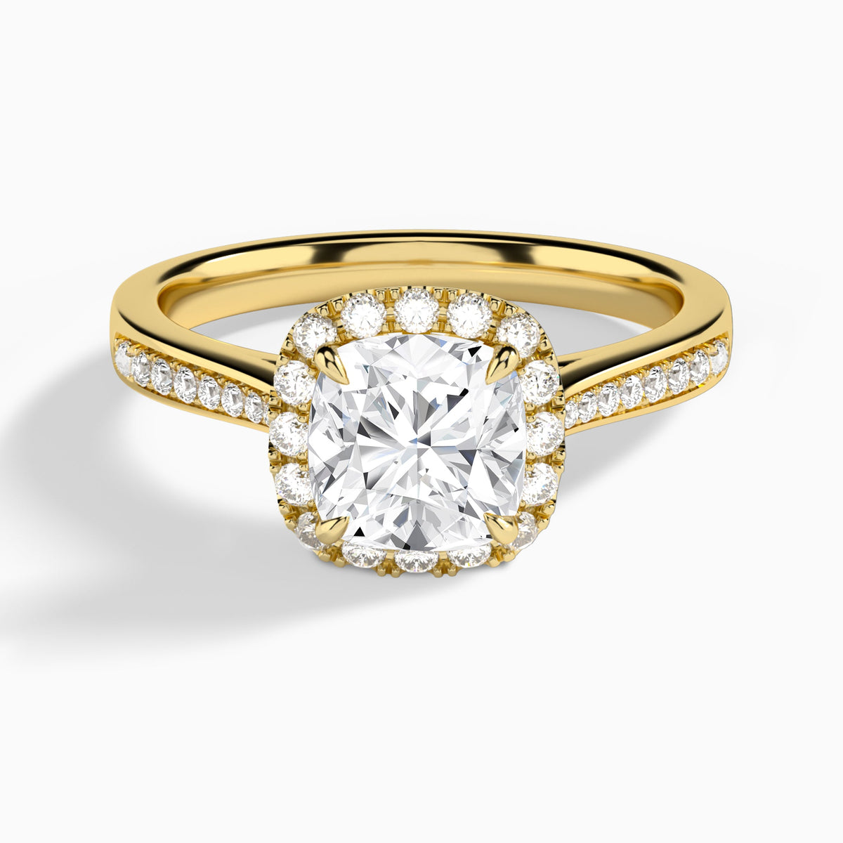 Cushion Luxe Halo Luna Lab Diamond Engagement Ring In 14K Yellow Gold - Lucenjuri
