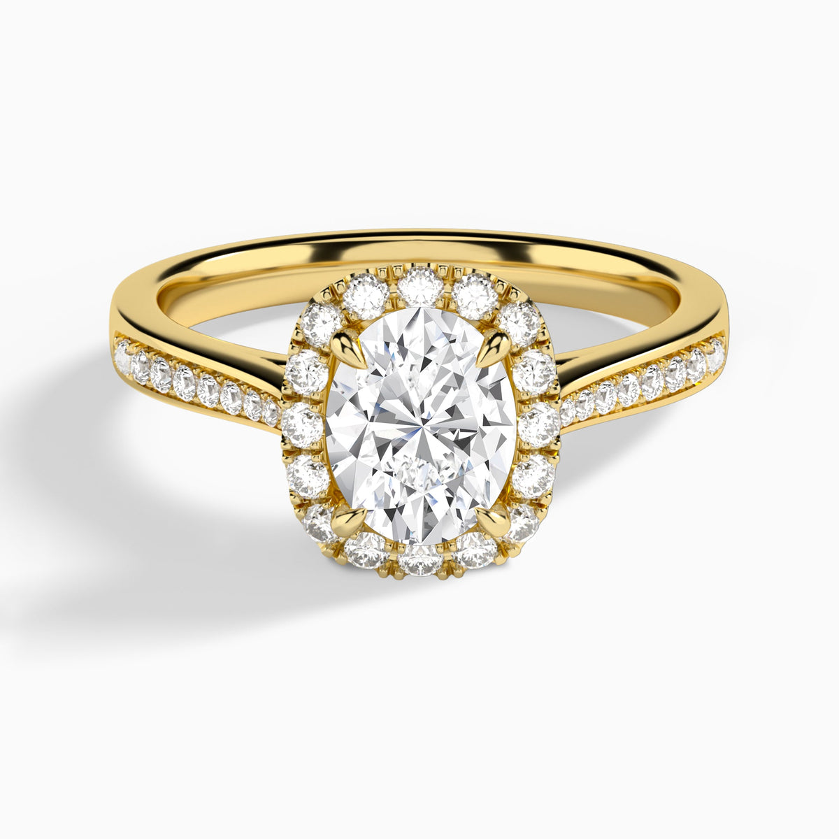 Oval Luxe Halo Luna Lab Diamond Engagement Ring In 14K Yellow Gold - Lucenjuri
