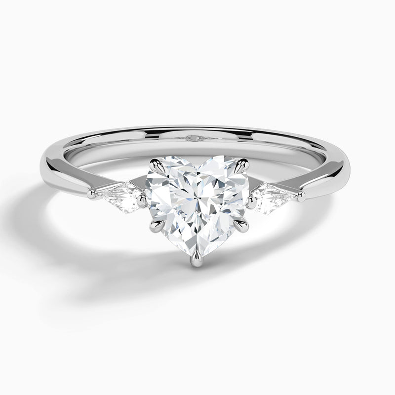 Heart Petite Ciana Three Stone Lab Diamond Engagement Ring In Platinum - Lucenjuri
