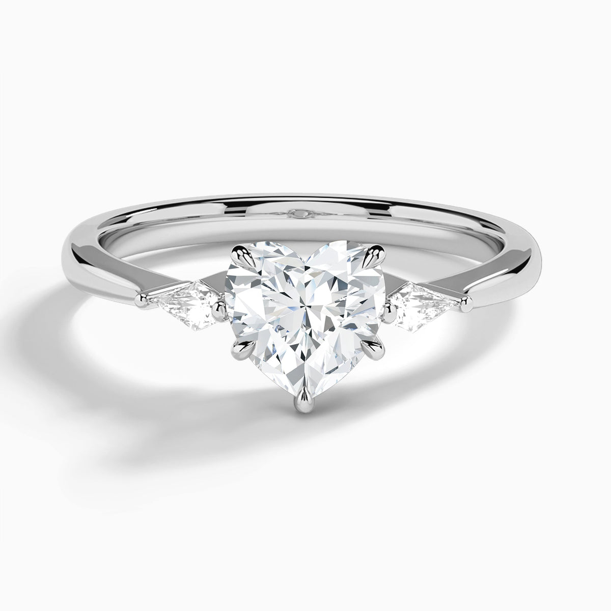 Heart Petite Ciana Three Stone Lab Diamond Engagement Ring In Platinum - Lucenjuri