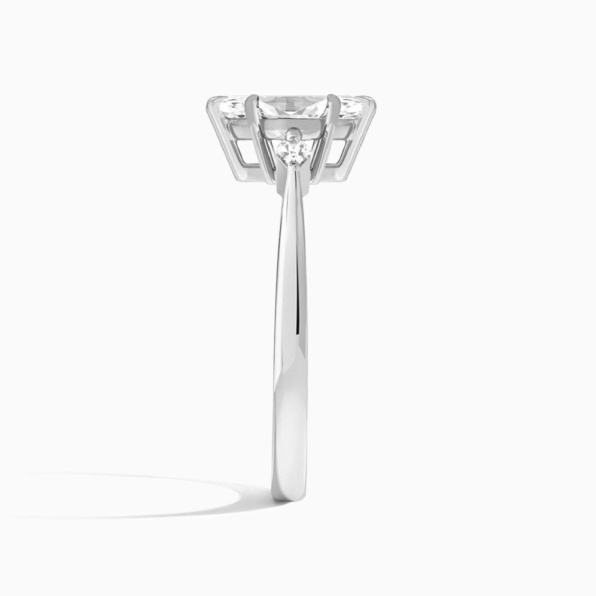 Marquise Petite Ciana Three Stone Lab Diamond Engagement Ring In Platinum, Side View