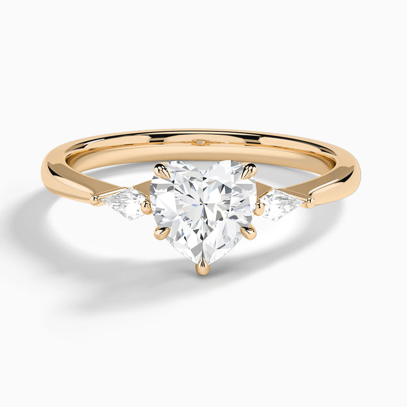 Heart Three Stone Lab Diamond Engagement Ring In 14K Rose Gold - Lucenjuri