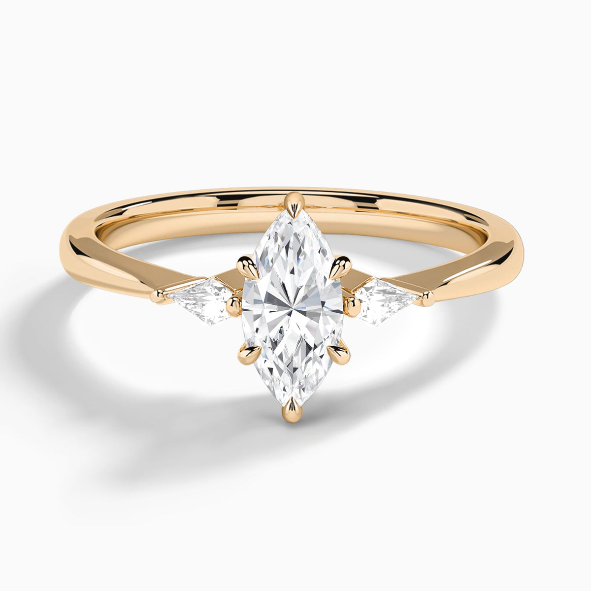 Marquise Three Stone Lab Diamond Engagement Ring In 14K Rose Gold - Lucenjuri