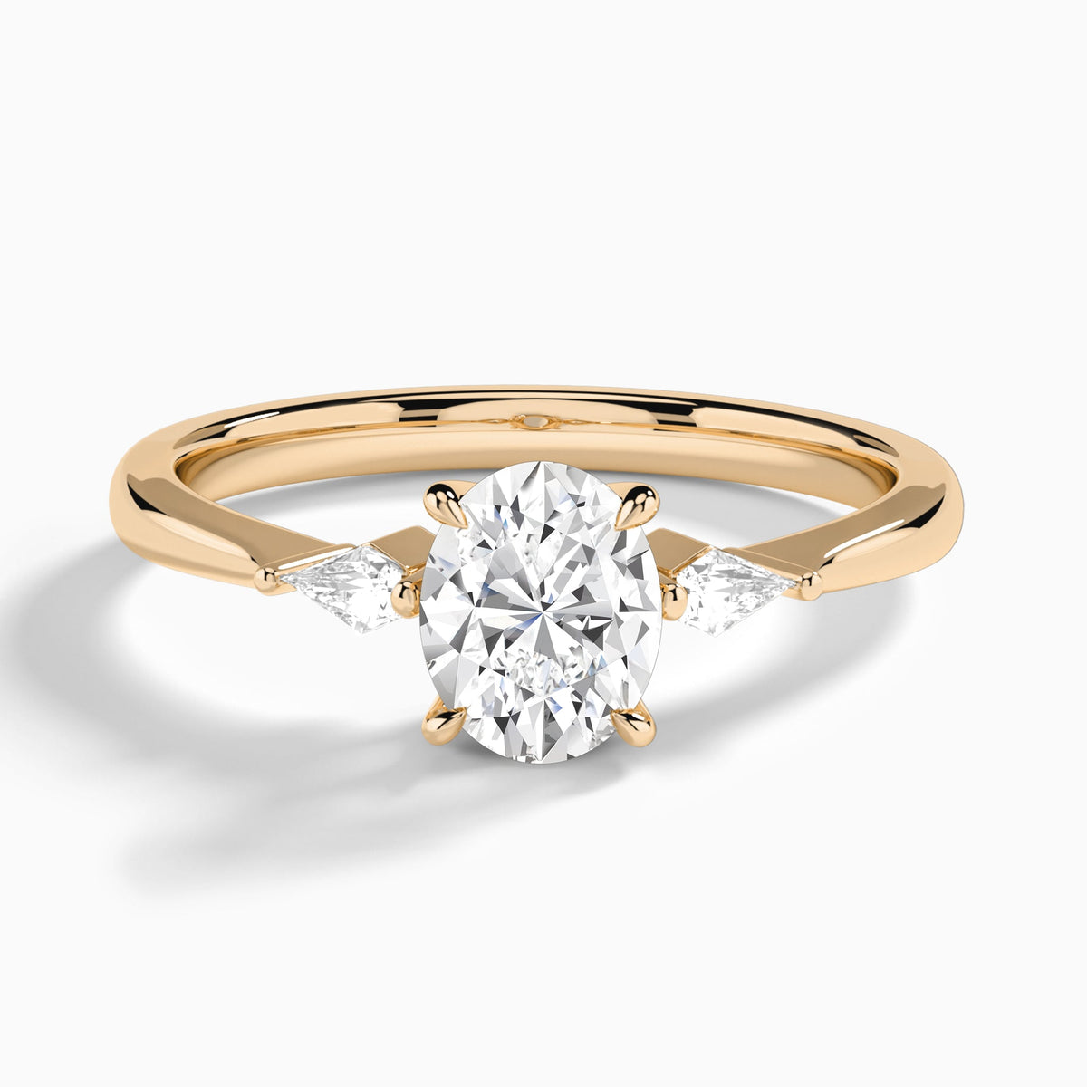 Oval Three Stone Lab Diamond Engagement Ring In 14K Rose Gold - Lucenjuri