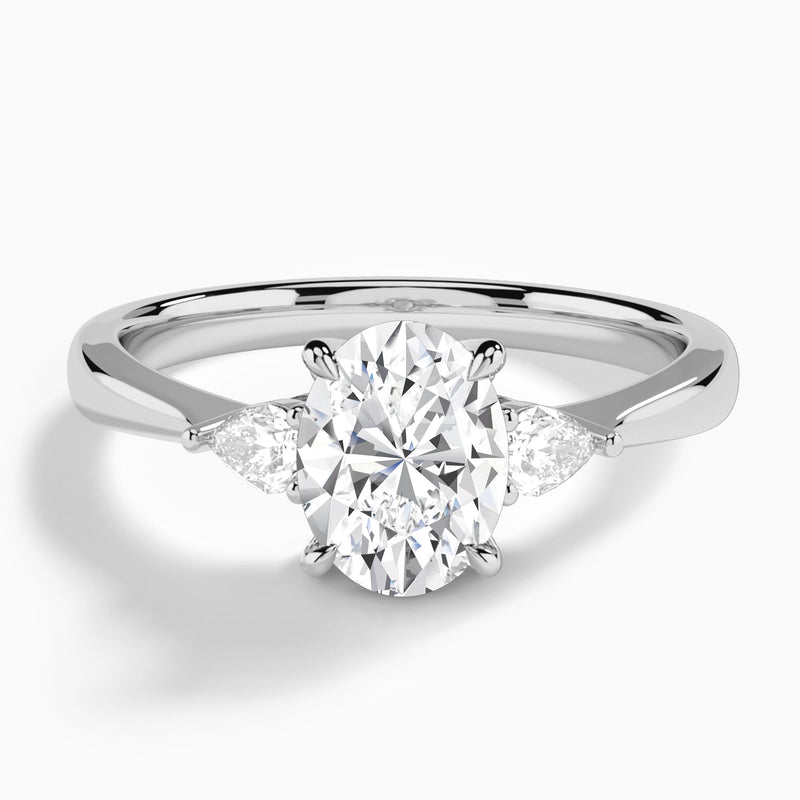 Oval Couture Three Stone Lab Grown Diamond Engagement Ring In Platinum - Lucenjuri