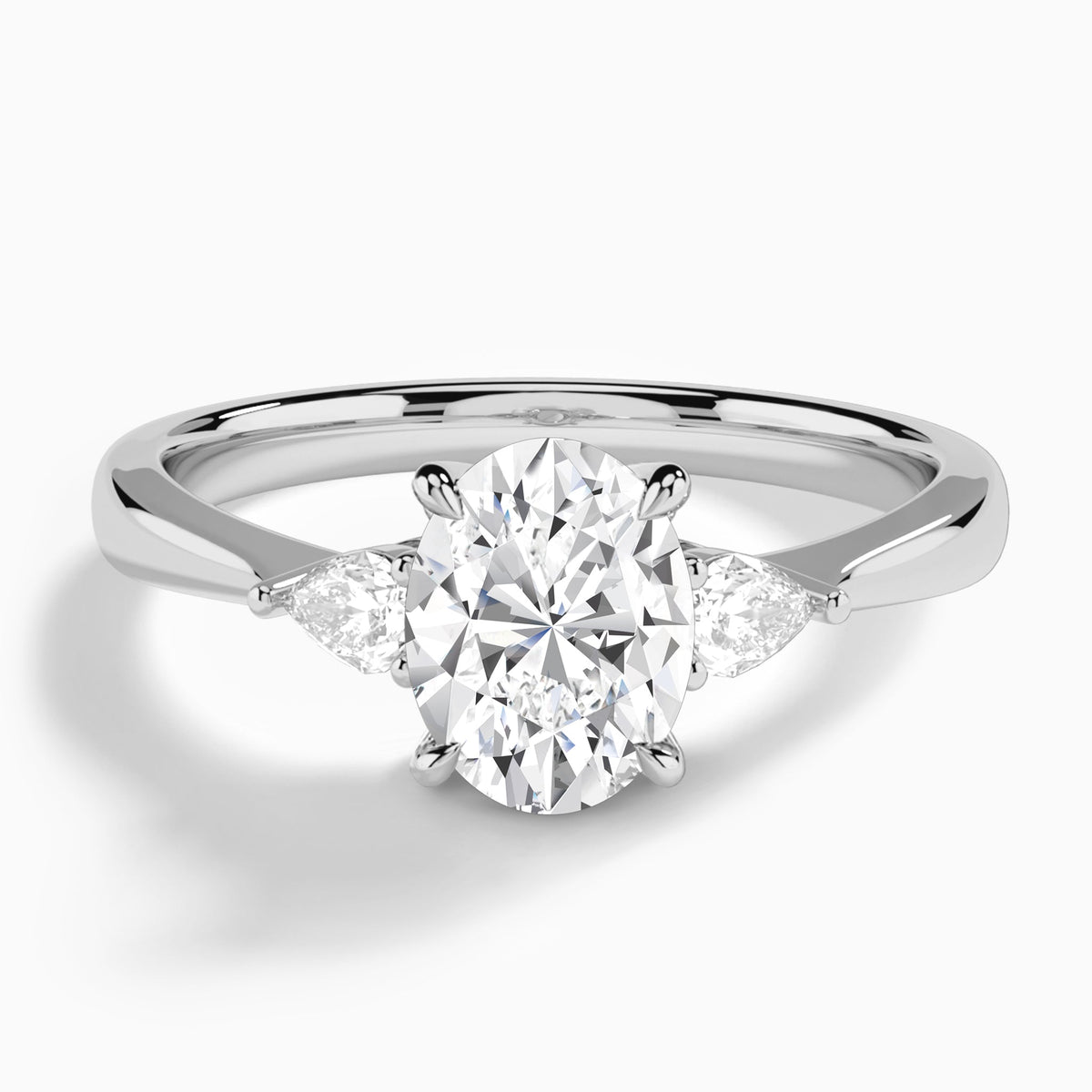 Oval Couture Three Stone Lab Grown Diamond Engagement Ring In Platinum - Lucenjuri