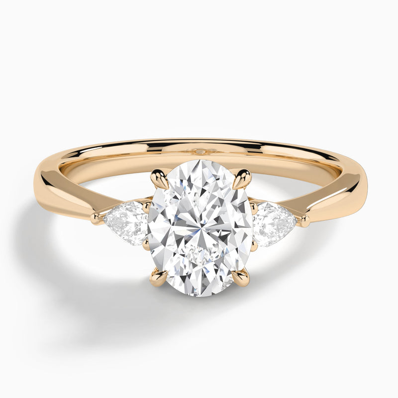 Oval Couture Three Stone Lab Diamond Engagement Ring In 14K Rose Gold - Lucenjuri