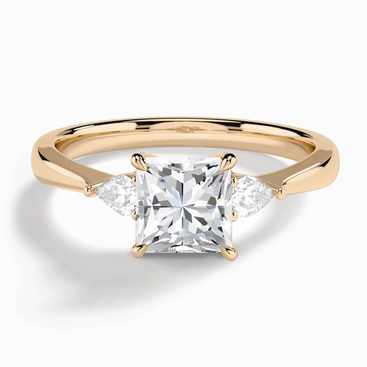 Princess Couture Three Stone Lab Diamond Engagement Ring In 14K Rose Gold - Lucenjuri