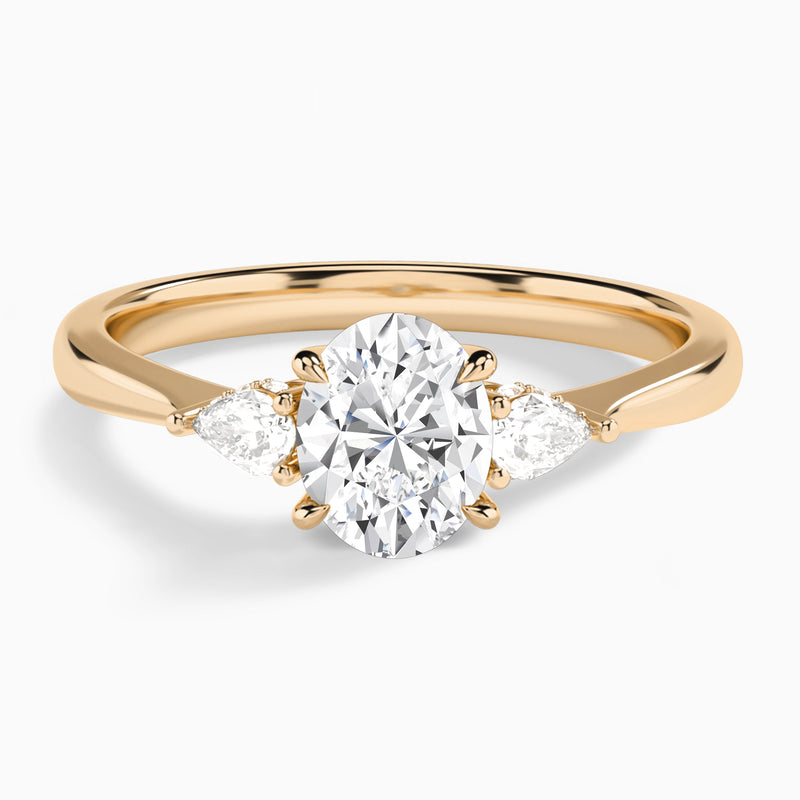 Oval Adorned Couture Three Stone Lab Diamond Engagement Ring In 14K Rose Gold - Lucenjuri