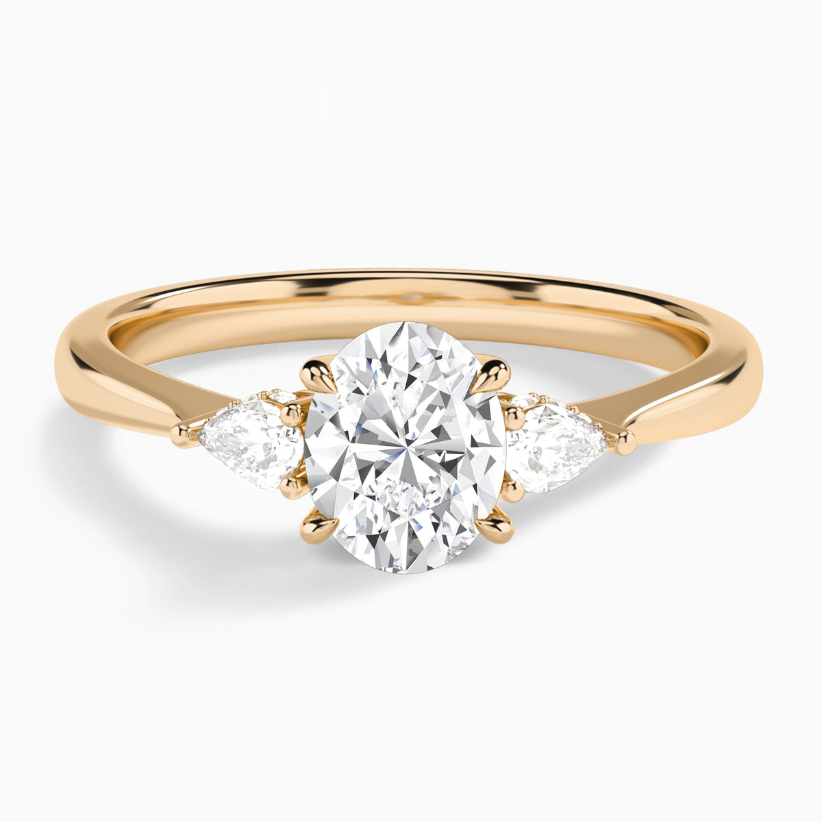 Oval Adorned Couture Three Stone Lab Diamond Engagement Ring In 14K Rose Gold - Lucenjuri