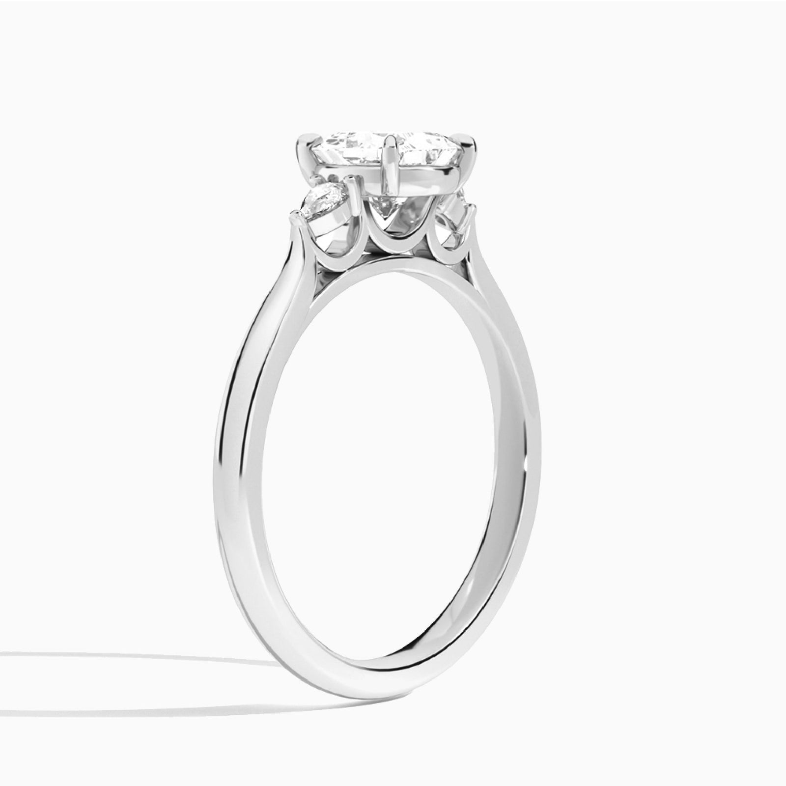 Perfect Fit Three Stone Pear Diamond Engagement Ring