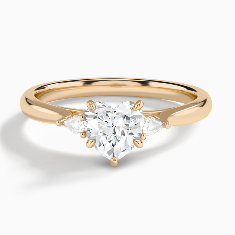 Heart Perfect Fit Three Stone Lab Diamond Engagement Ring In 14K Rose Gold - Lucenjuri