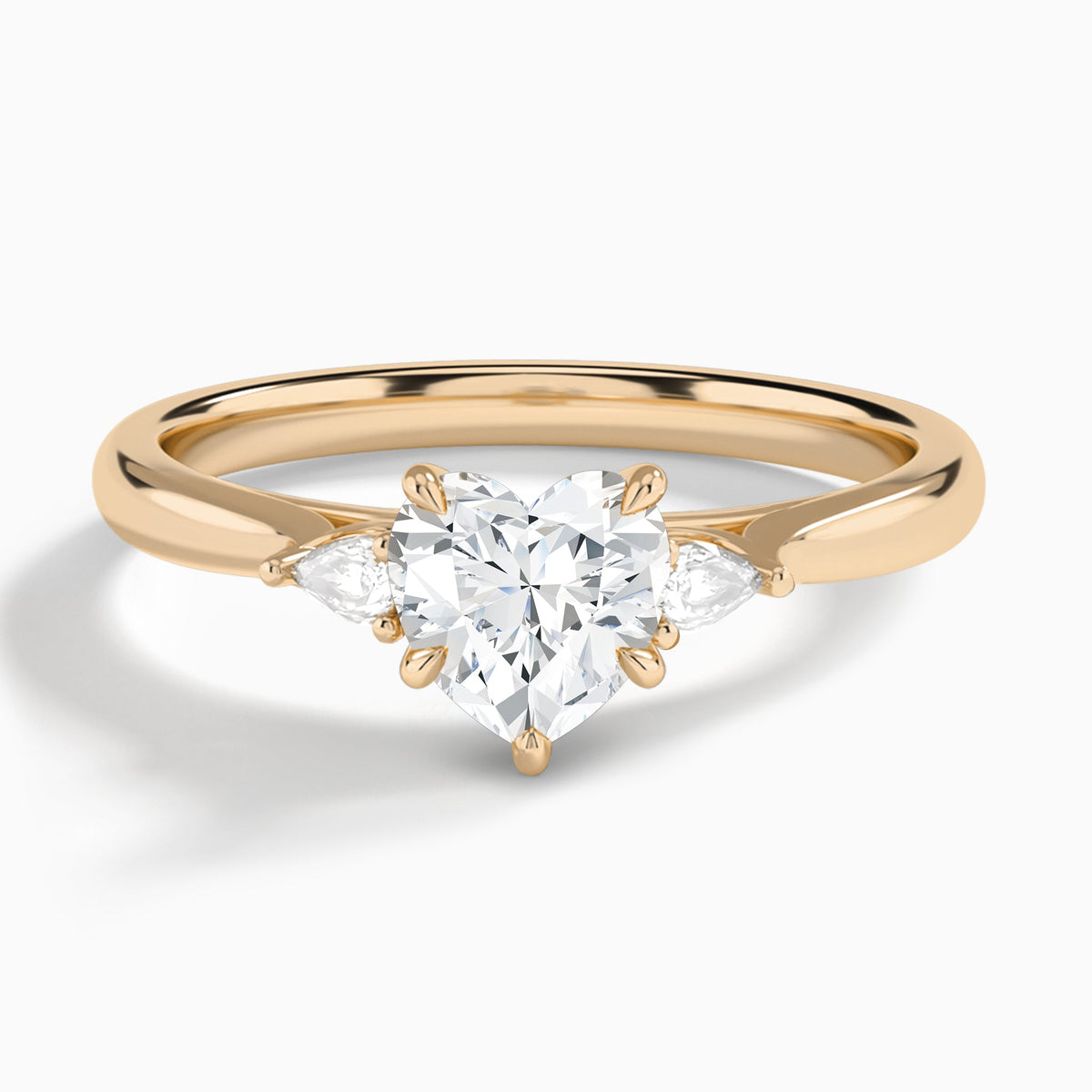 Heart Perfect Fit Three Stone Lab Diamond Engagement Ring In 14K Rose Gold - Lucenjuri