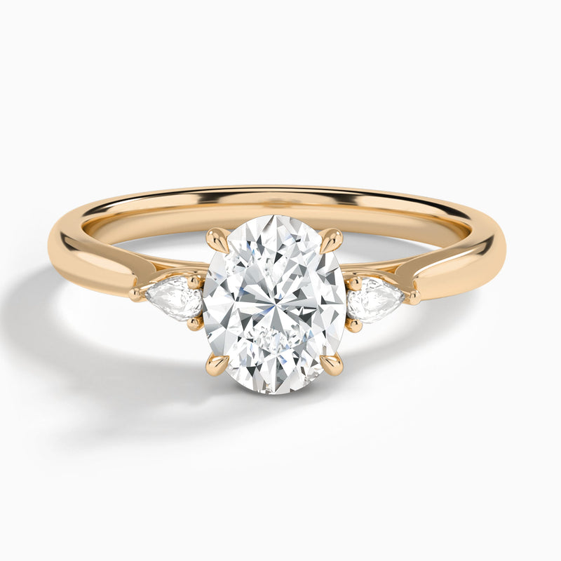 Oval Perfect Fit Three Stone Lab Diamond Engagement Ring In 14K Rose Gold - Lucenjuri