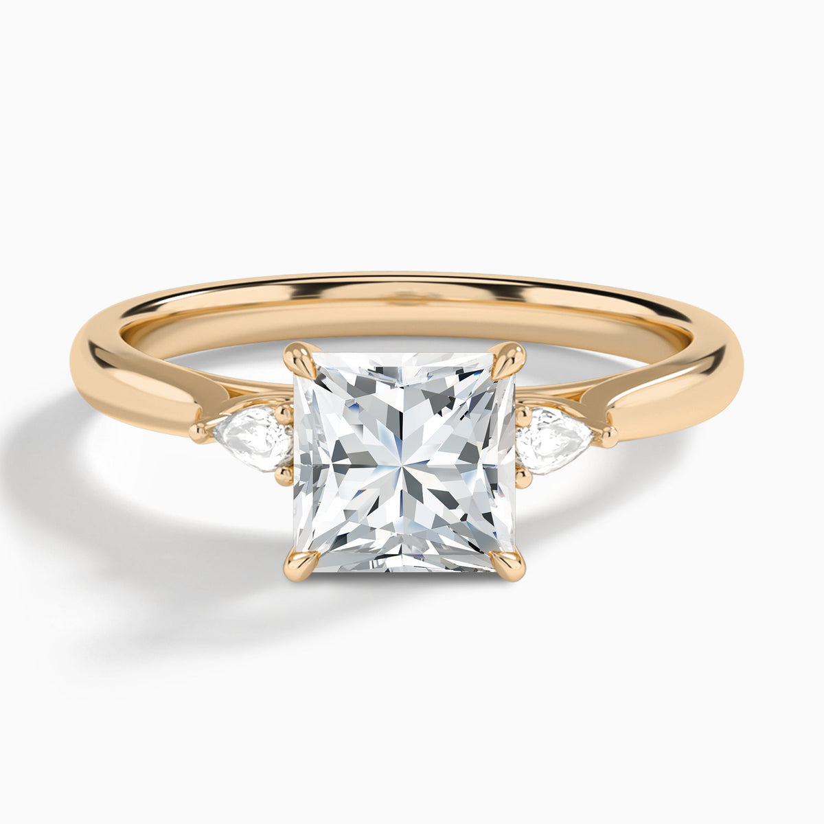 Princess Perfect Fit Three Stone Lab Diamond Engagement Ring In 14K Rose Gold - Lucenjuri