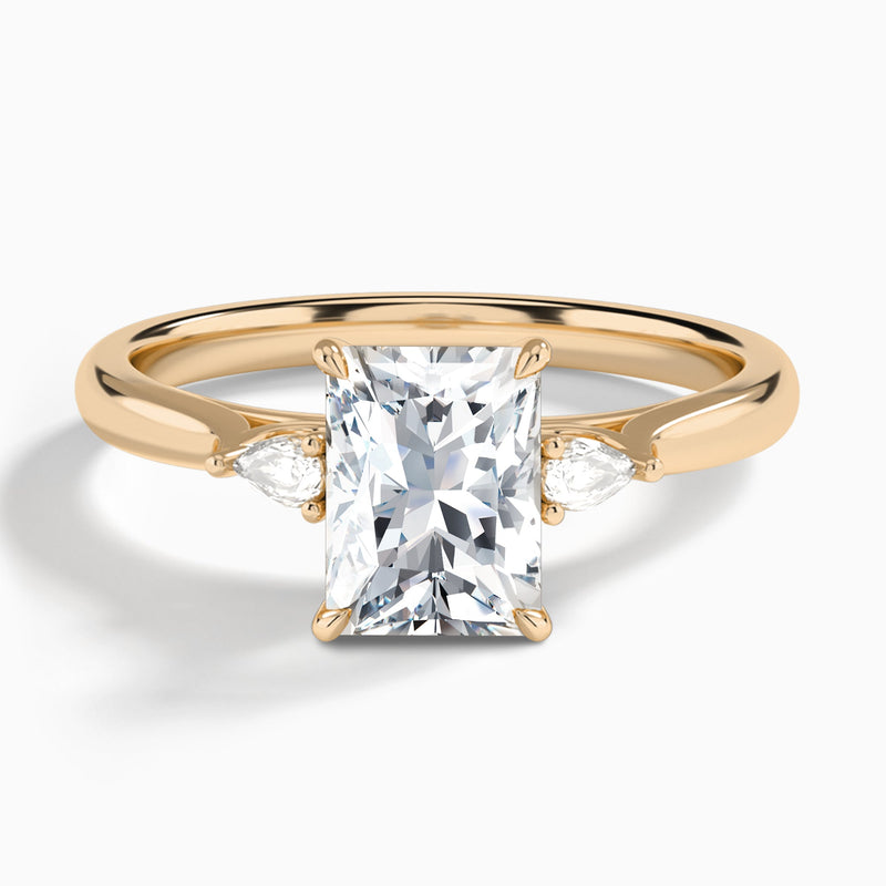 Radiant Perfect Fit Three Stone Lab Diamond Engagement Ring In 14K Rose Gold - Lucenjuri