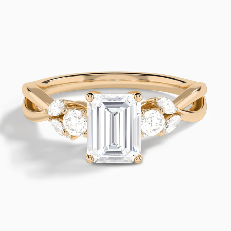 Emerald Willow Three Stone Lab Diamond Engagement Ring In 14K Rose Gold - Lucenjuri