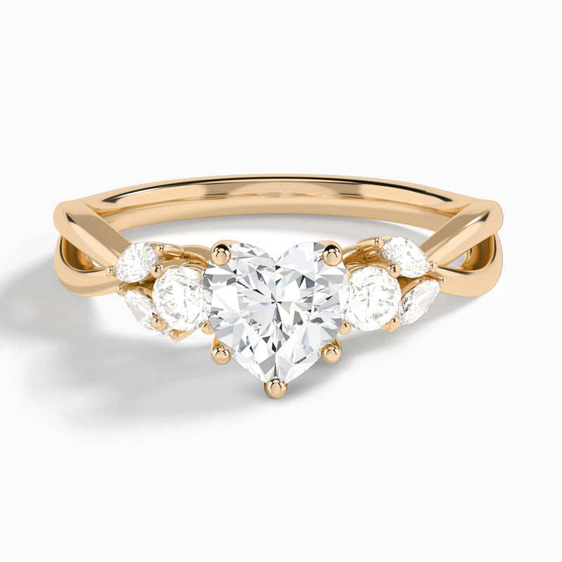 Heart Willow Three Stone Lab Diamond Engagement Ring In 14K Rose Gold - Lucenjuri