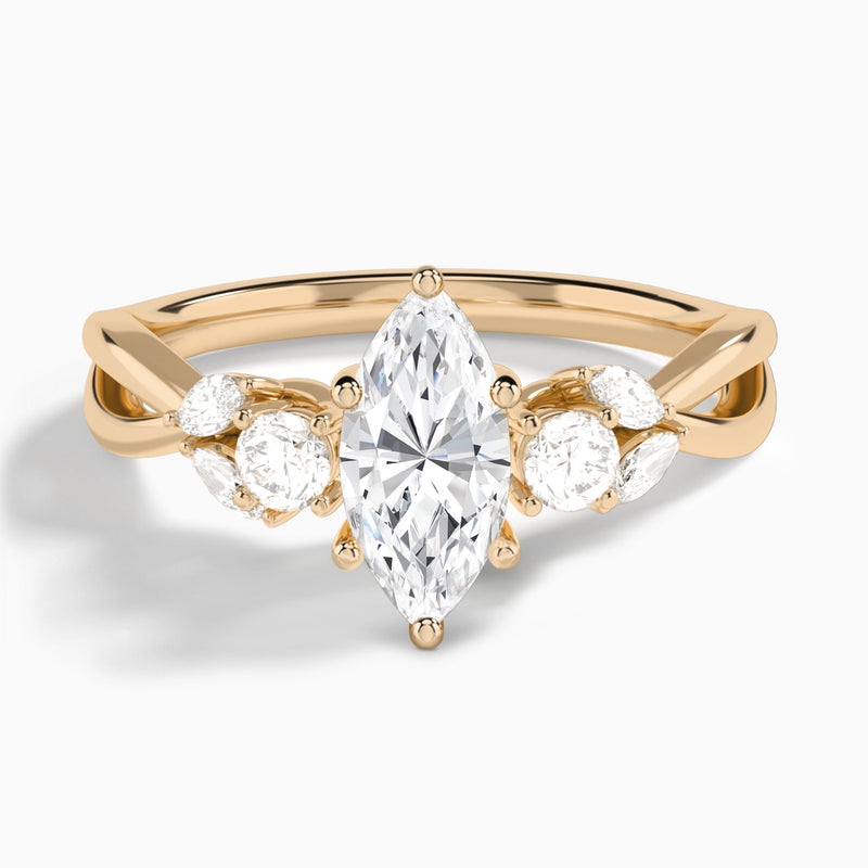 Marquise Willow Three Stone Lab Diamond Engagement Ring In 14K Rose Gold - Lucenjuri