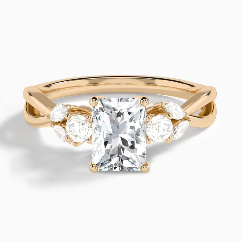 Radiant Willow Three Stone Lab Diamond Engagement Ring In 14K Rose Gold - Lucenjuri