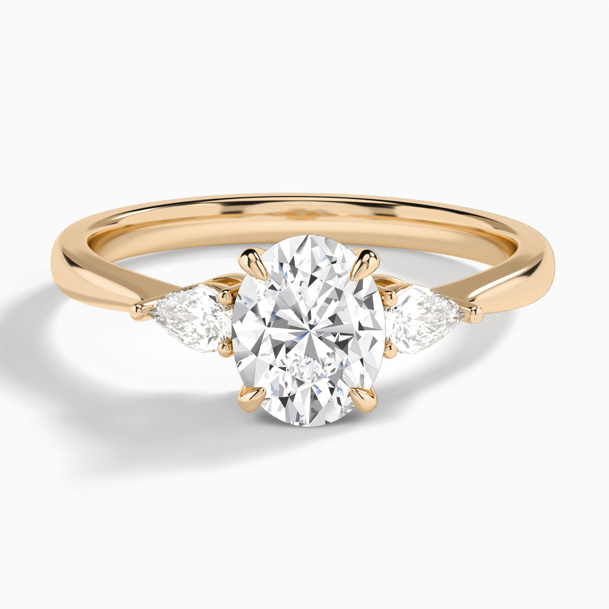 Oval Petite Three Stone Lab Diamond Engagement Ring In 14K Rose Gold - Lucenjuri