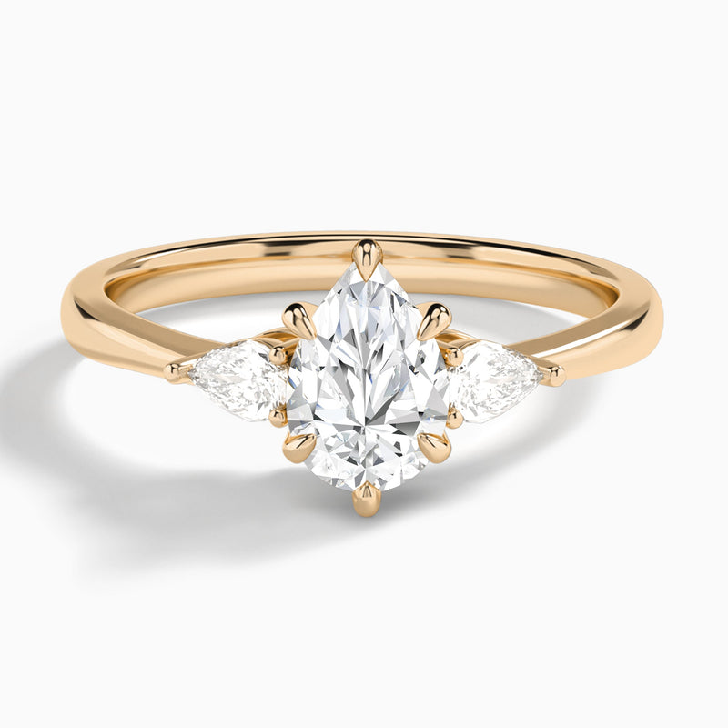 Pear Petite Three Stone Lab Diamond Engagement Ring In 14K Rose Gold - Lucenjuri