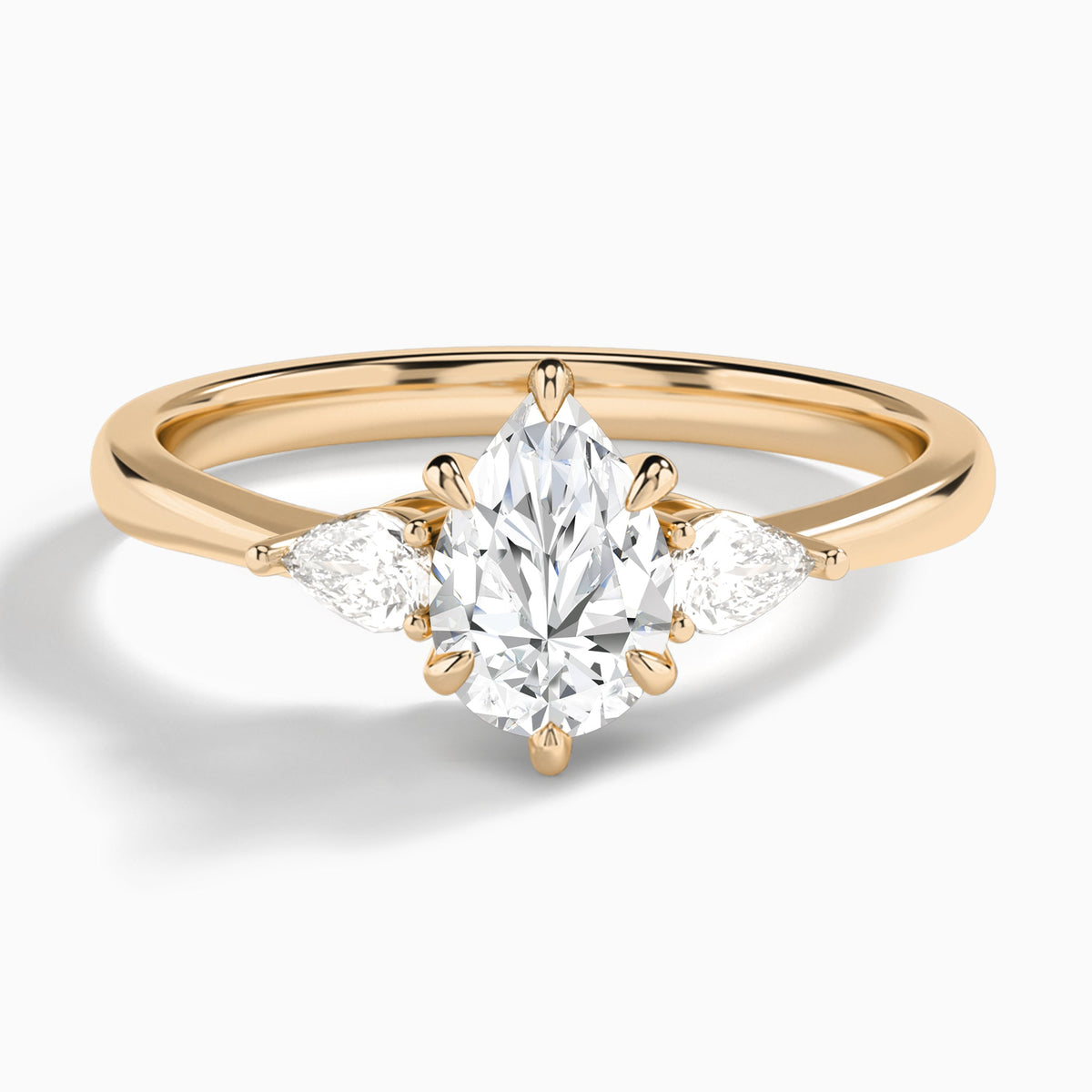 Pear Petite Three Stone Lab Diamond Engagement Ring In 14K Rose Gold - Lucenjuri