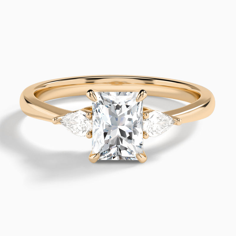 Radiant Petite Three Stone Lab Diamond Engagement Ring In 14K Rose Gold - Lucenjuri